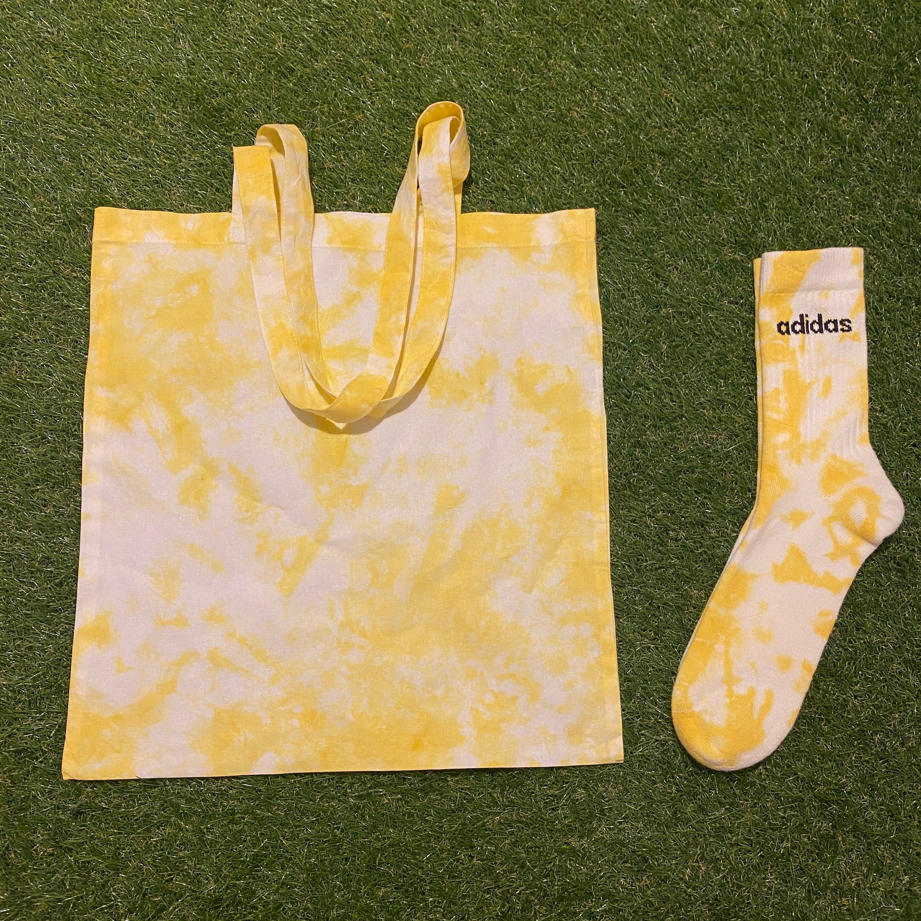 ‘Marbled Yellow’ Tote Bag & Adidas Socks Set